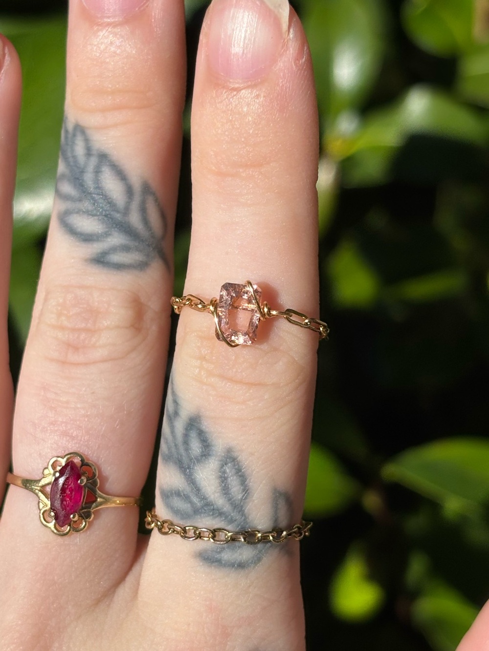 Morganite chain ring - Picture 2 of 4